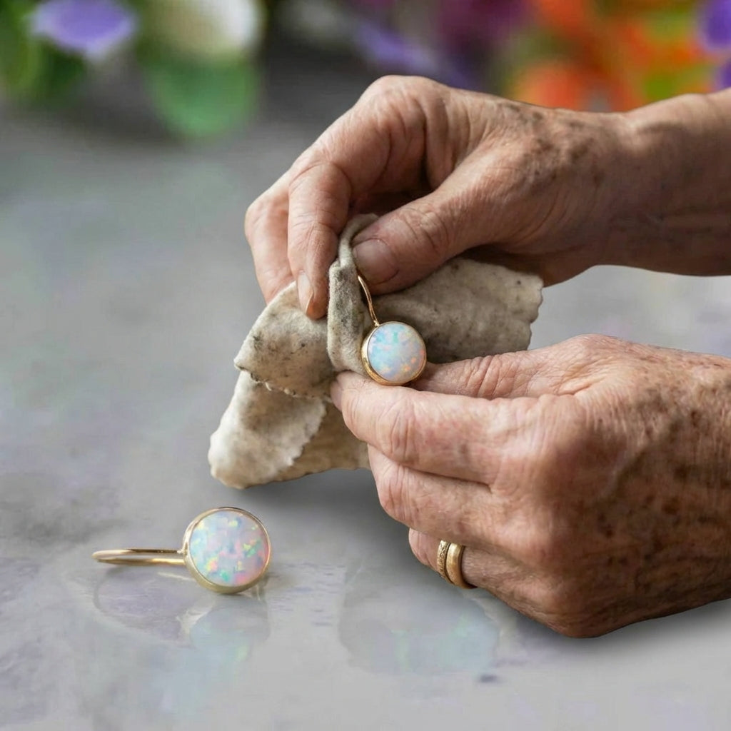 White Opal Vintage Earrings