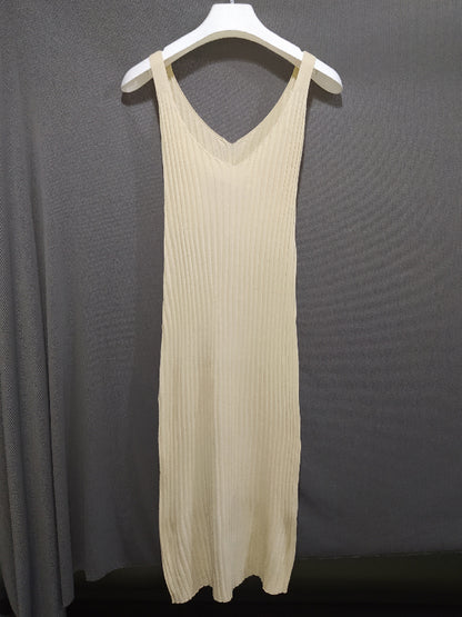 Simple Color Knitting Sweater Dress