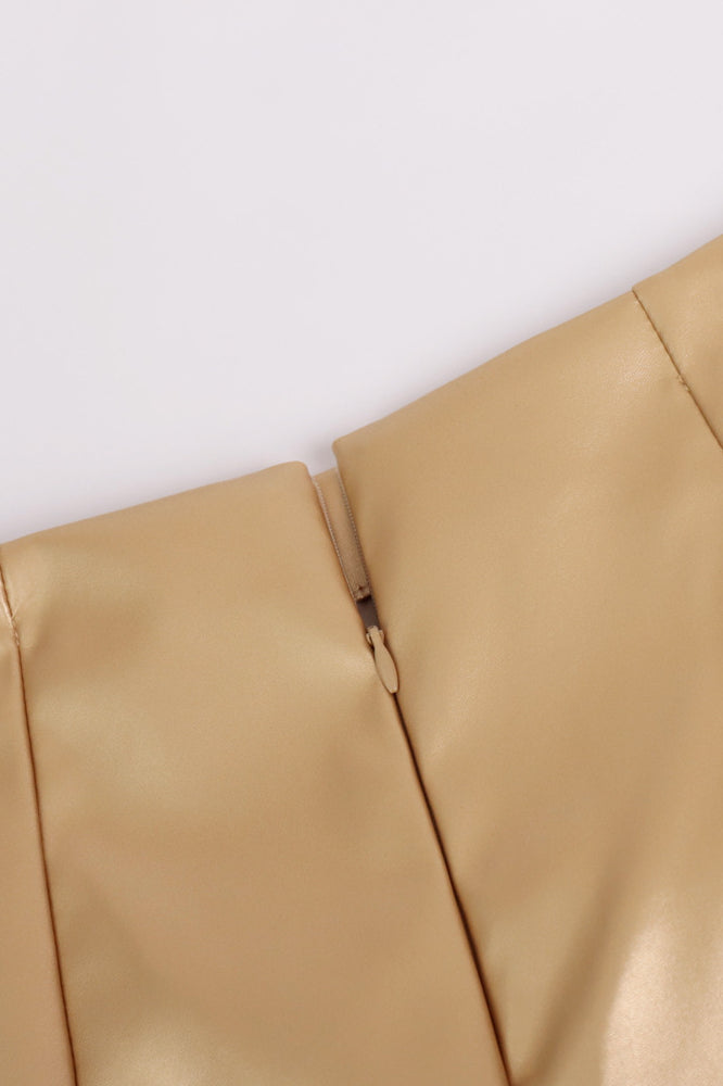 High Gloss Pu Leather Bodycon Slit Skirt