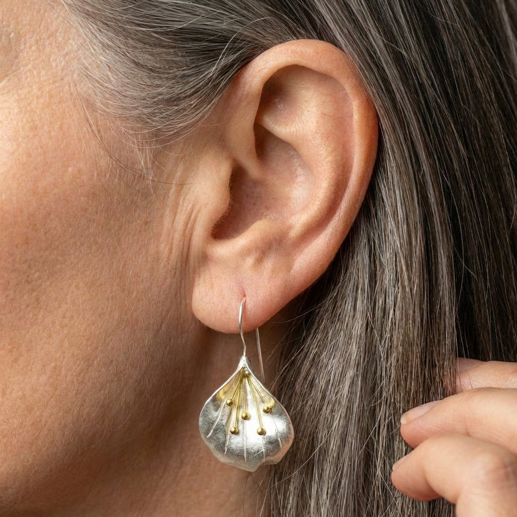 Vintage Silver & Gold Petal Earrings