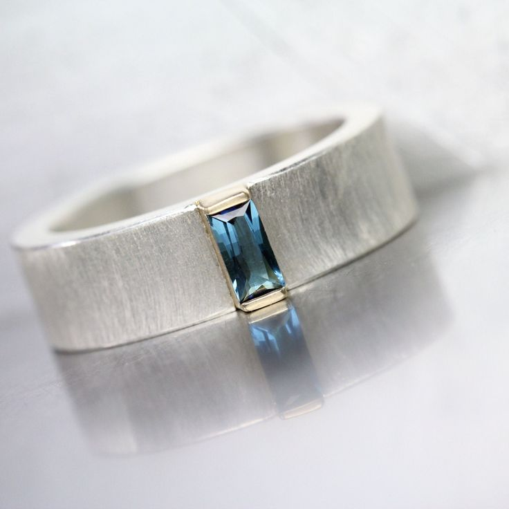 Vintage Sky Glass Silver Ring