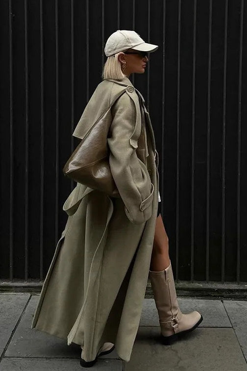 Double Breasted Belted Overcoat
