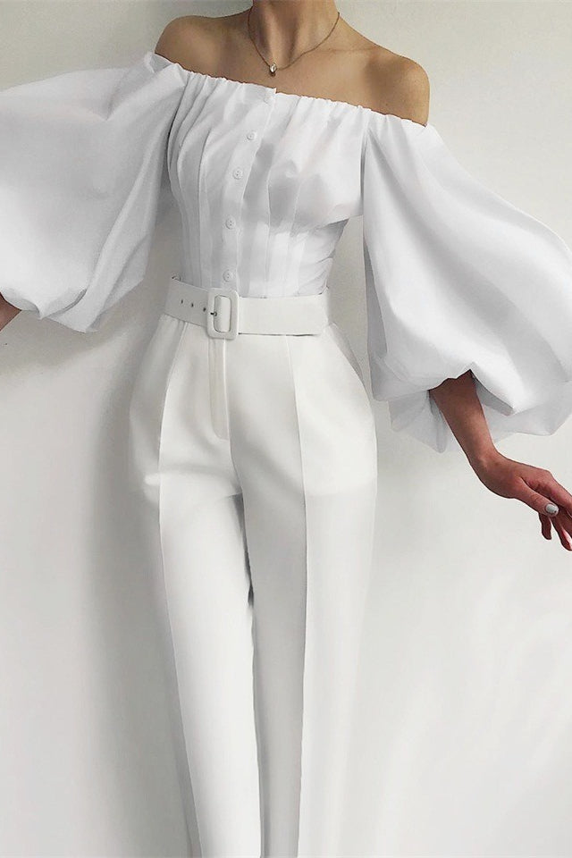 Puff Sleeve Cold Shoulder Blouse
