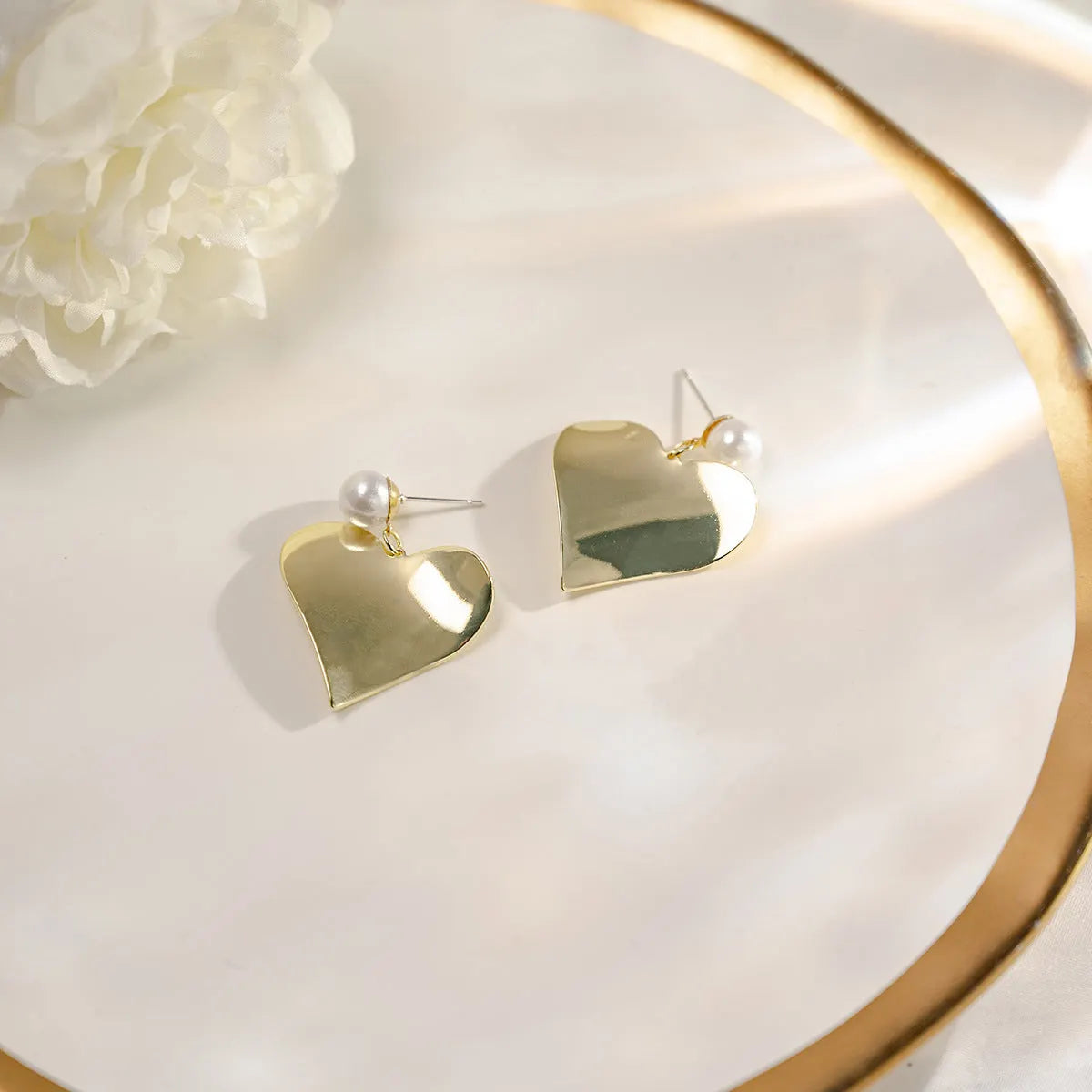 Elegant Gold Heart Earrings