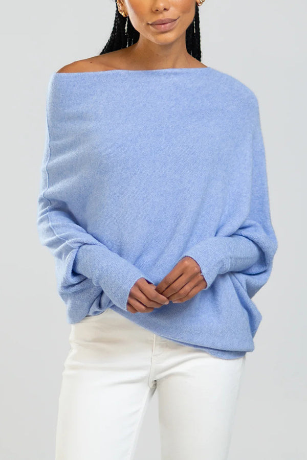 Color Round Neck Long Sleeve Loose Knitted Sweater
