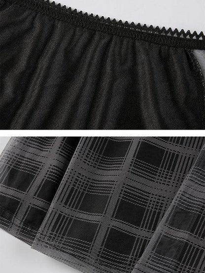Black Y2k Checkered Swing Mini Dress