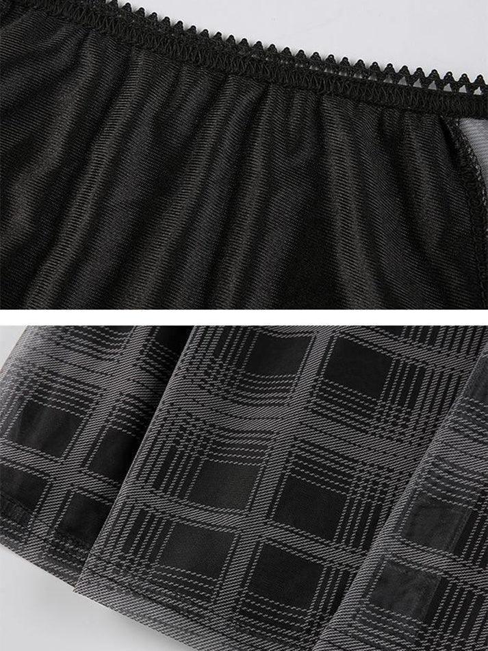 Black Y2k Checkered Swing Mini Dress