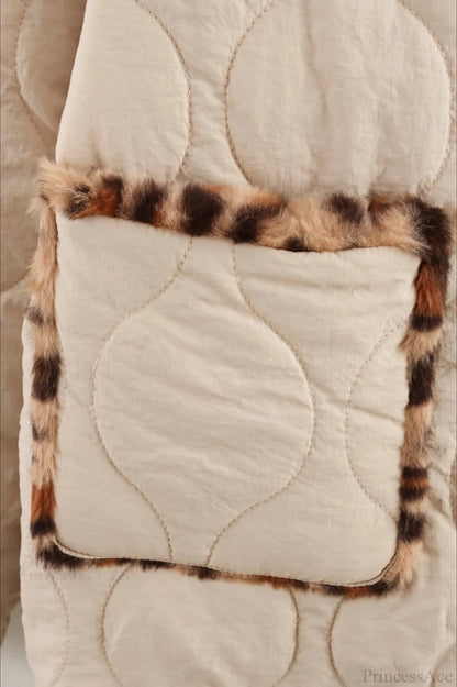 Turn-down Collar Reversible Leopard Cotton Coat