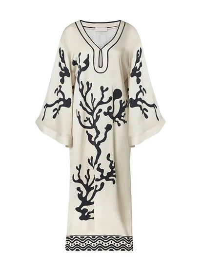 V Neck Satin Print Maxi Dress | High Street Dress