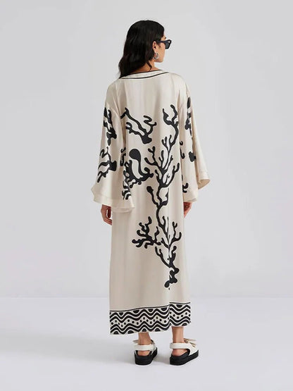 V Neck Satin Print Maxi Dress | High Street Dress