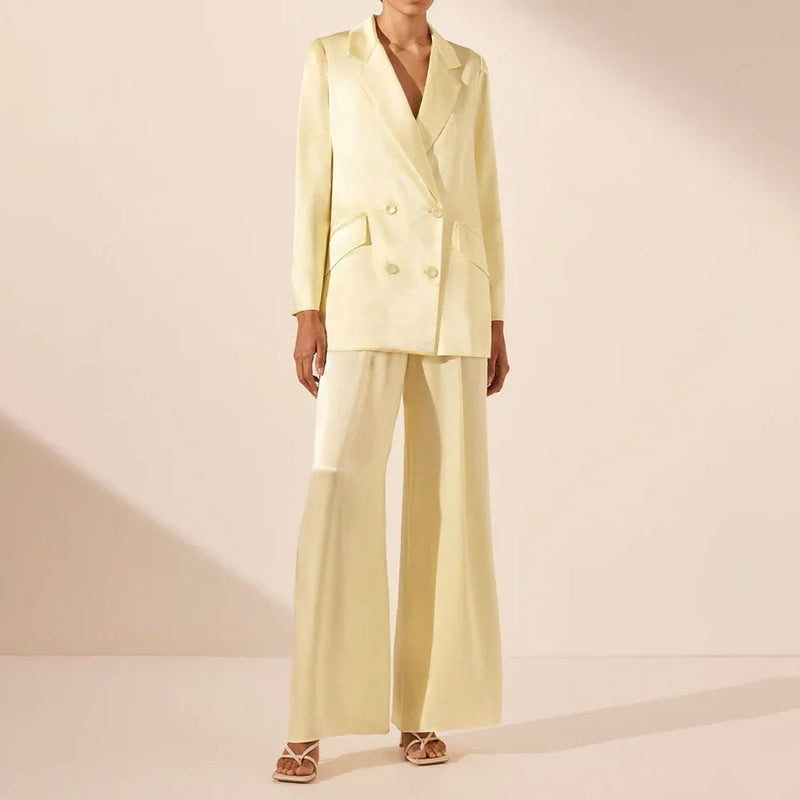 Yellow Satin Pants Suit for