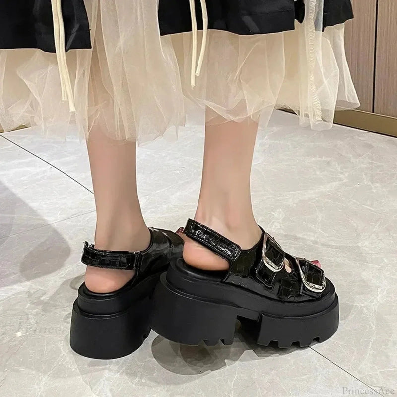 Chunky Sole Gothic Clasp Sandal