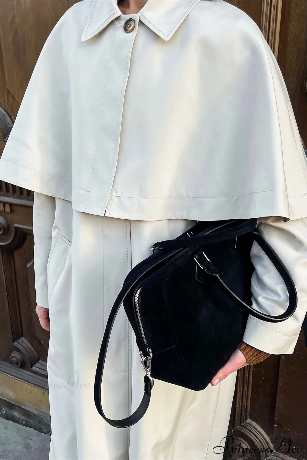Collar Cape Slim Long Overcoat