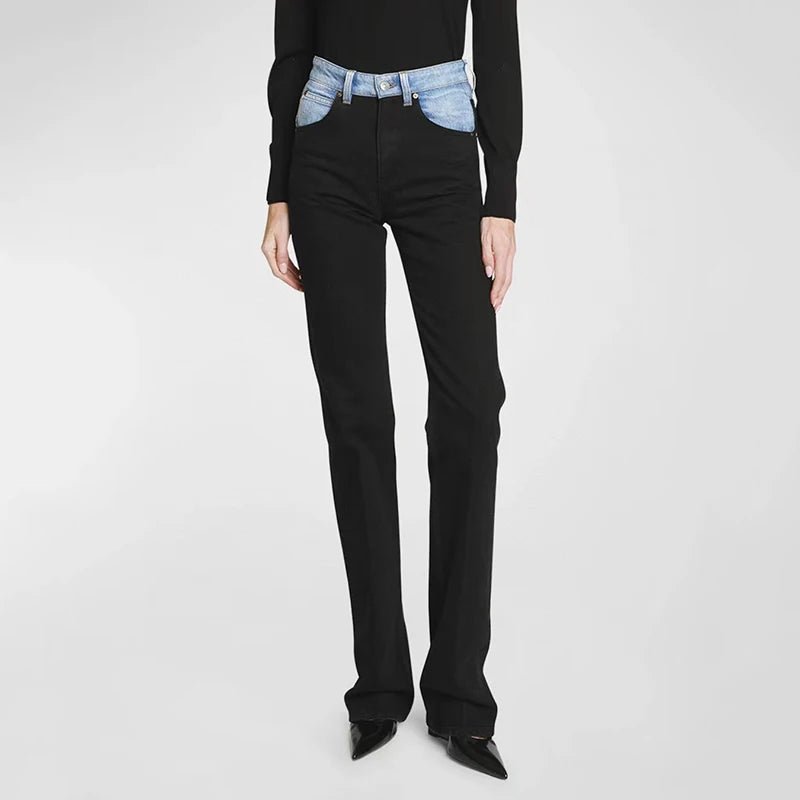Color Block Denim Pants for