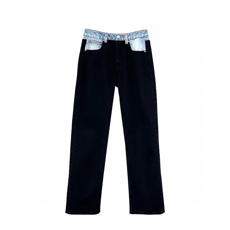 Color Block Denim Pants for