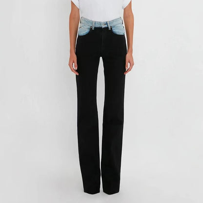 Color Block Denim Pants for