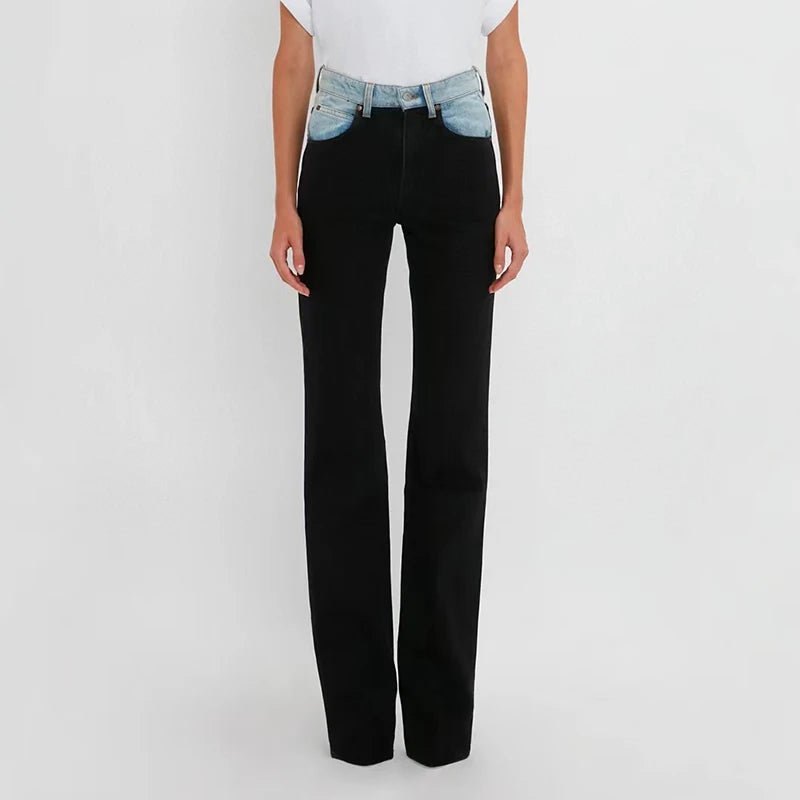 Color Block Denim Pants for