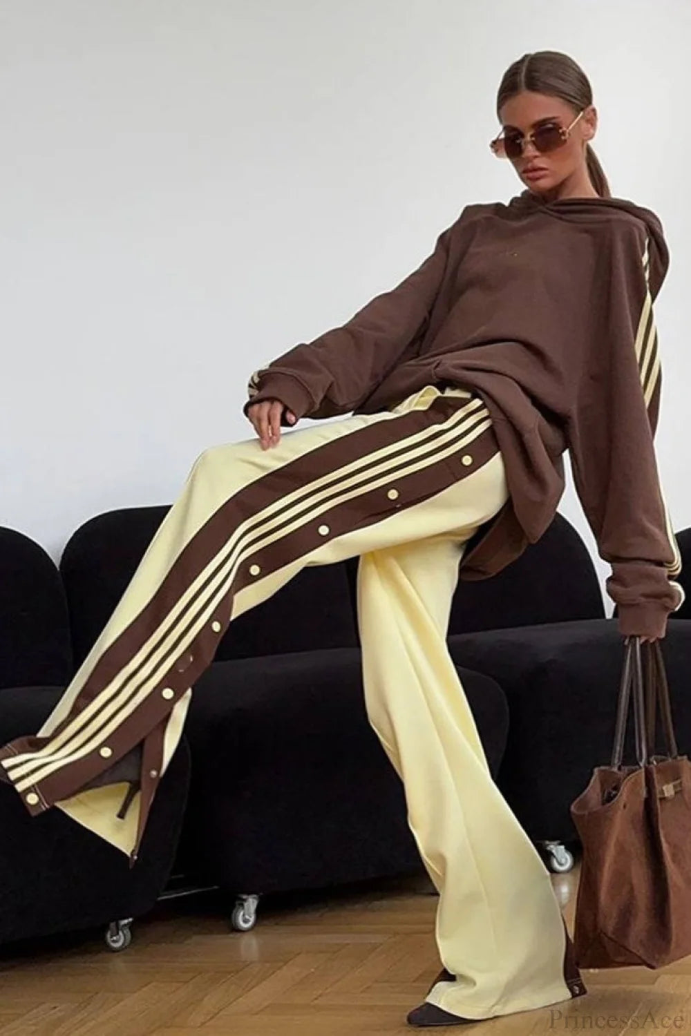 Color Block Hooded Oversized Comfy Hoodie Pants Two Piece Set