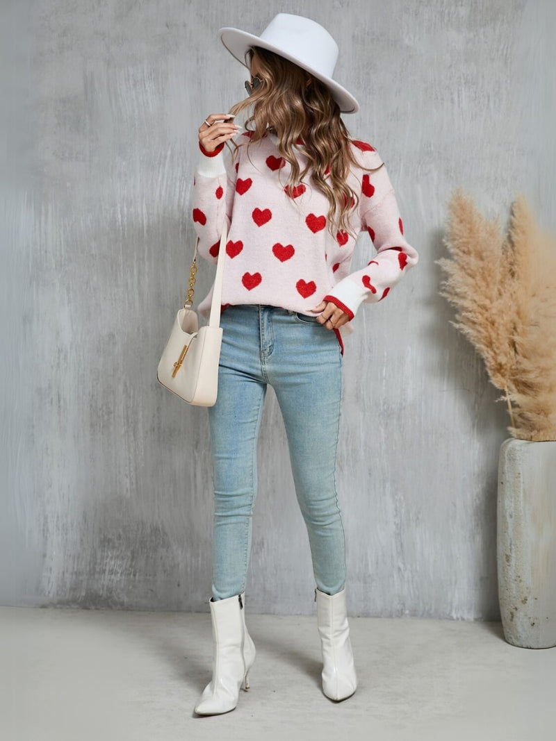 Fall in Your Heart Knit Sweater - Cream