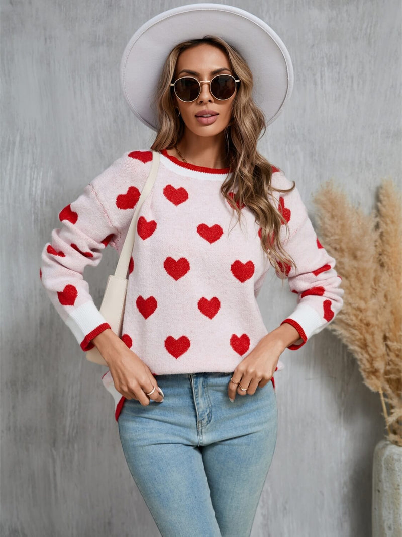 Fall in Your Heart Knit Sweater - Cream