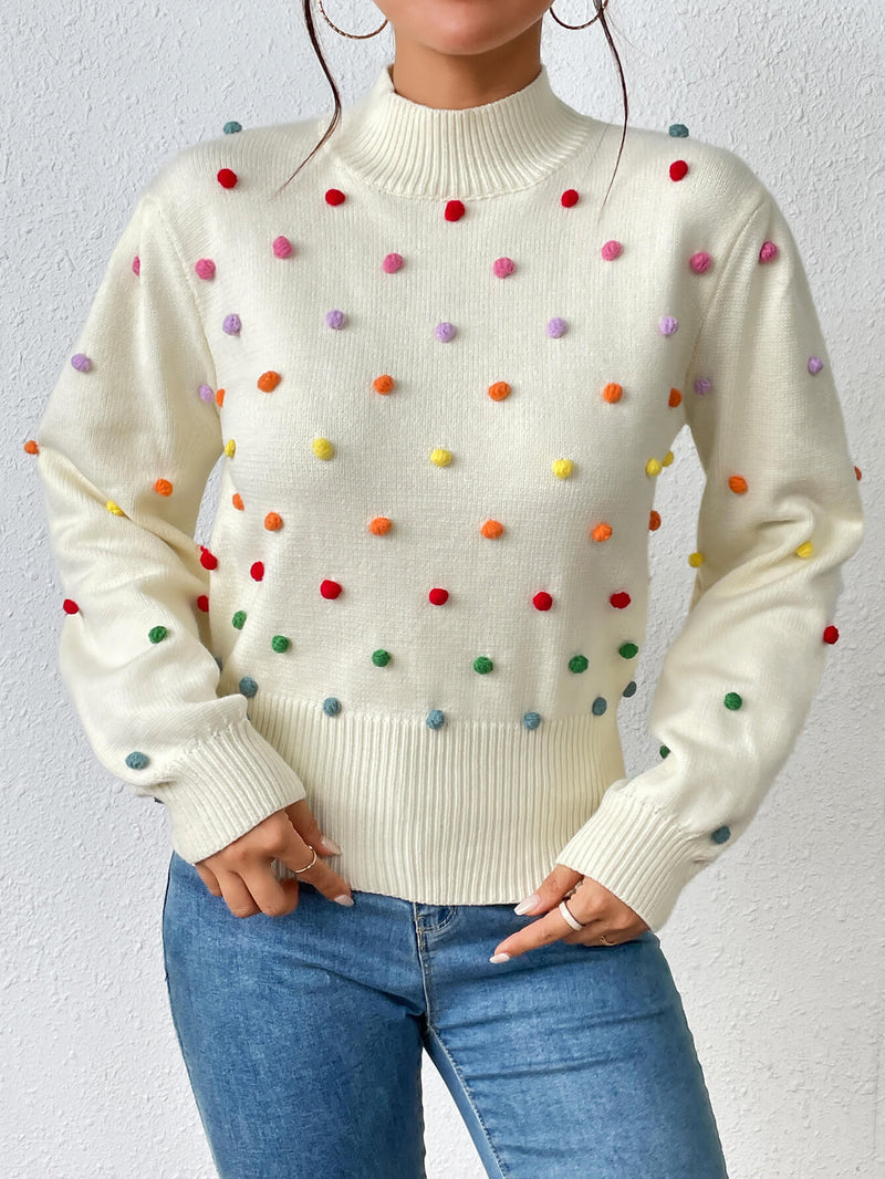 Celestial Multi Popcorn Applique Sweater - Cream