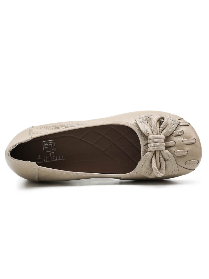 Rumour Has It | Breanne Quilted Ballet Leather Flats - Cream