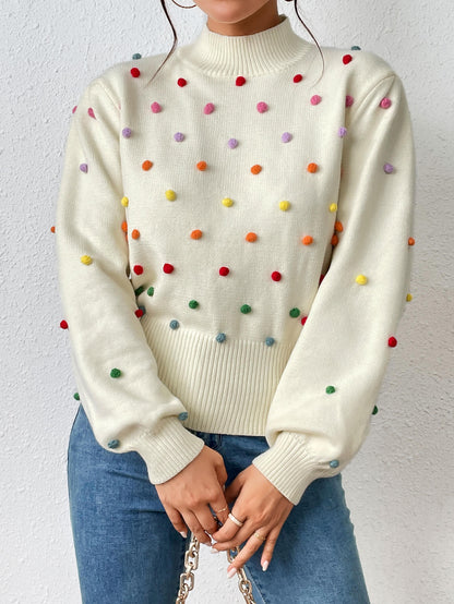 Celestial Multi Popcorn Applique Sweater - Cream