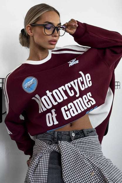 Crew Neck Letter Printed Oversized Sweatshirt