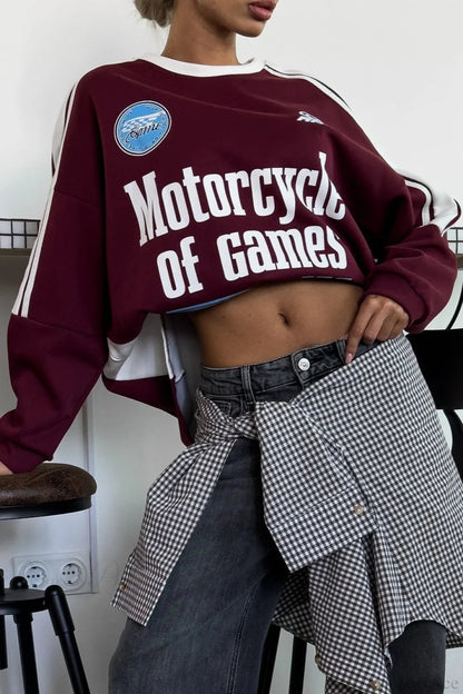 Crew Neck Letter Printed Oversized Sweatshirt