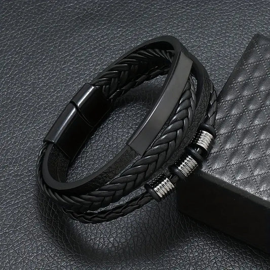 Luxurious Beaded Pu Bracelet Magnetic Buckle