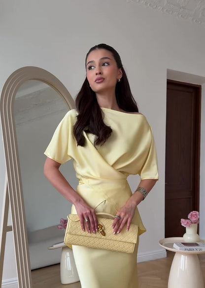 Sierra - Satin Two-piece Skirt and Blouse Set