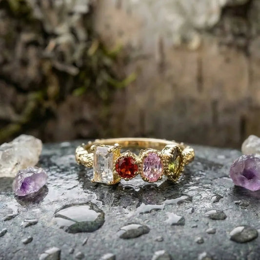 Elegant Colorful Zircon Ring
