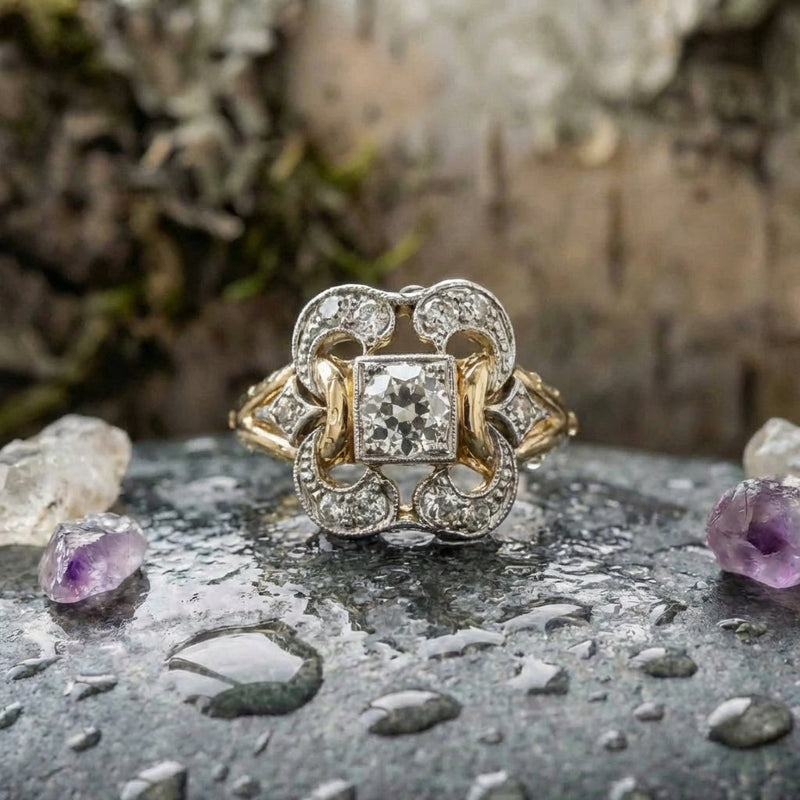 Vintage Zirconia Gold Ring