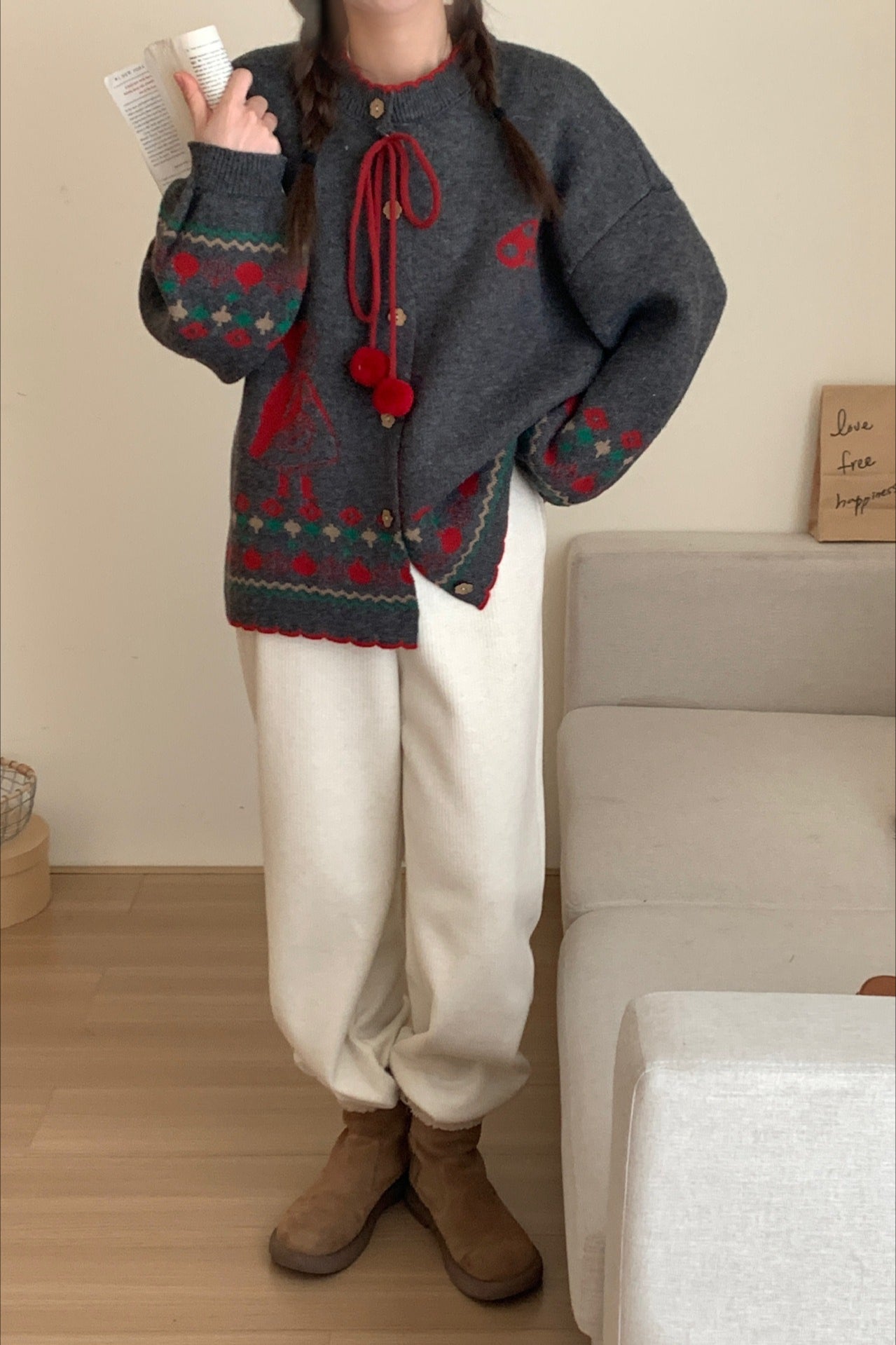 Pompom Oversized Cardigan