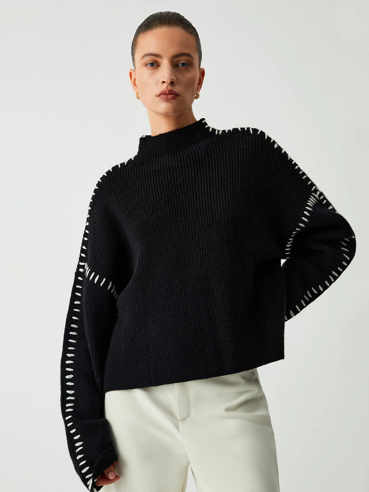 Shift the Focus Oversized Mock Neck Sweater