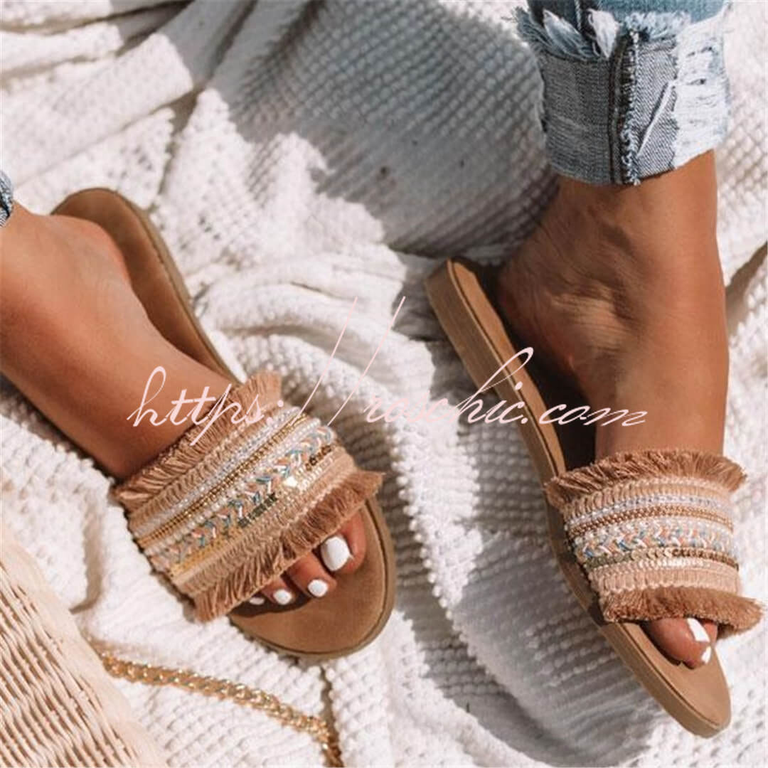 Roman Colorblock Flat Slippers