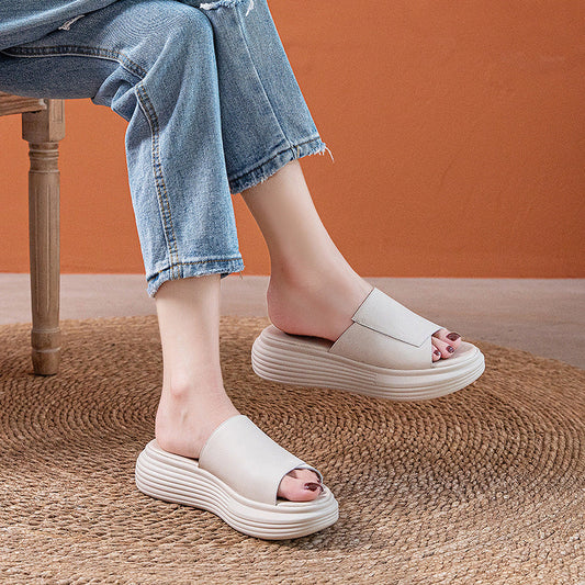 Flat Leather Slippers for