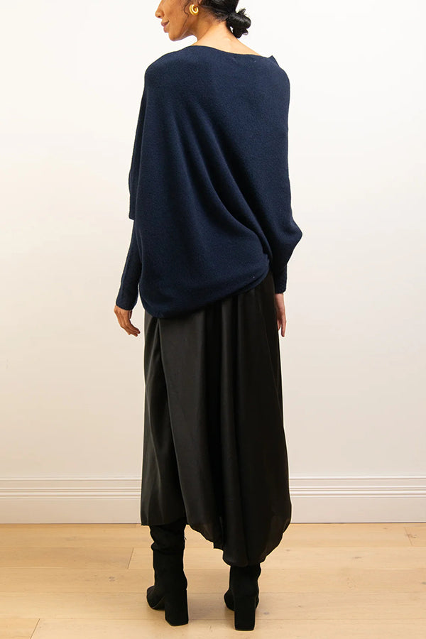 Color Round Neck Long Sleeve Loose Knitted Sweater