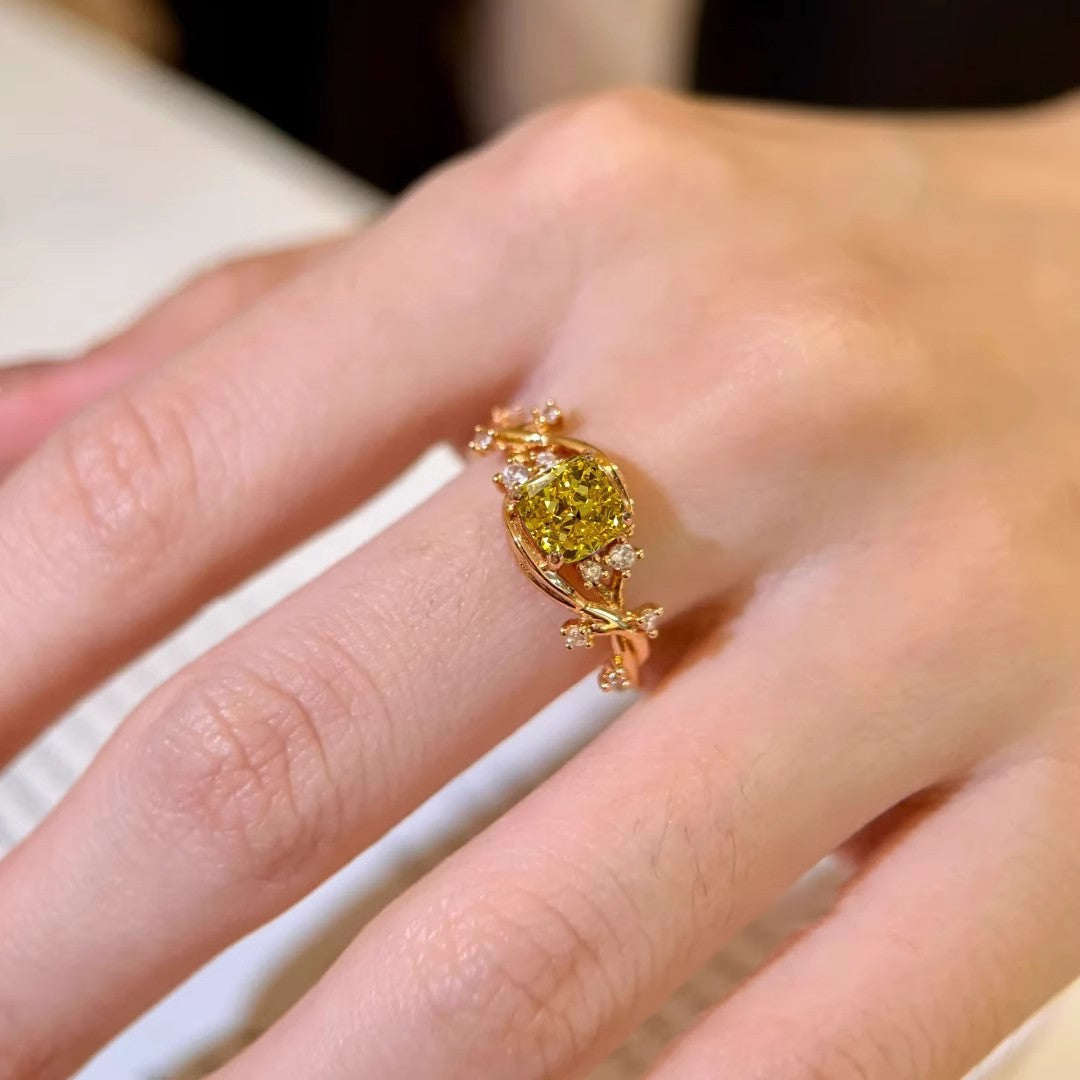 Elegant Yellow Diamond Ring