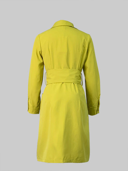 Long Sleeves Color Tied Waist Deep V-neck Mini Dresses