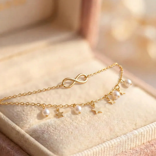 Infinity Anklet Bracelet + Pearls And Stars