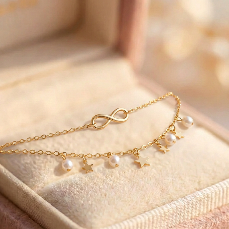 Infinity Anklet Bracelet + Pearls And Stars