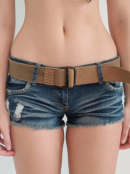 Blue American Torn Raw Edge Denim Shorts