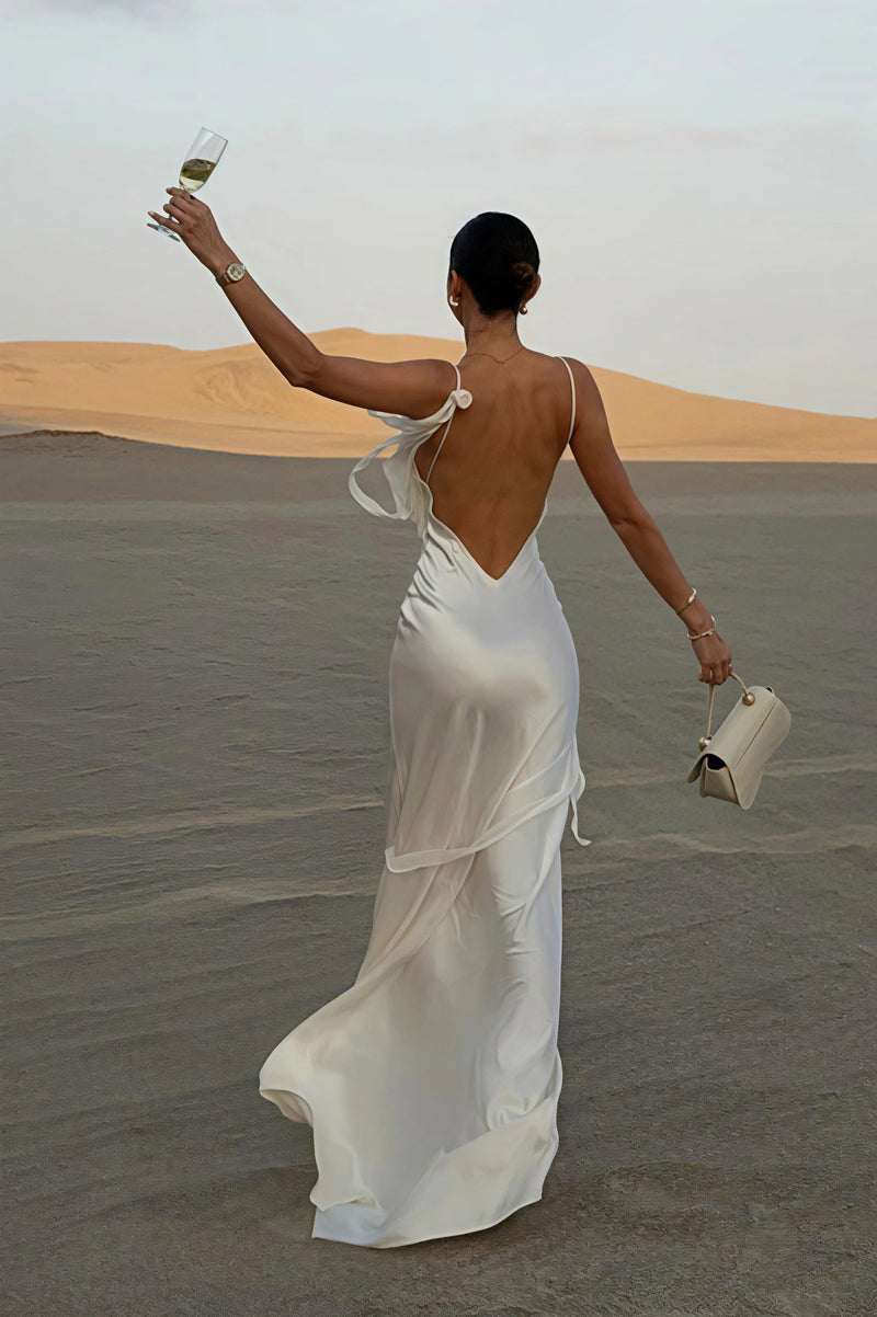 Satin Backless Maxi Dress