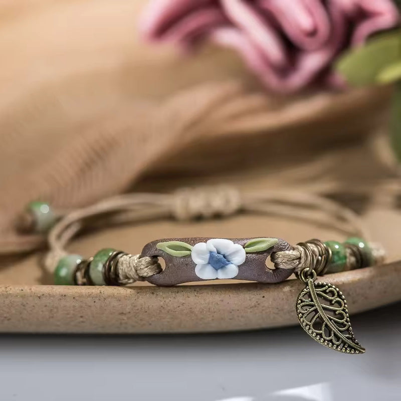Handmade Ceramic Flower Bracelet