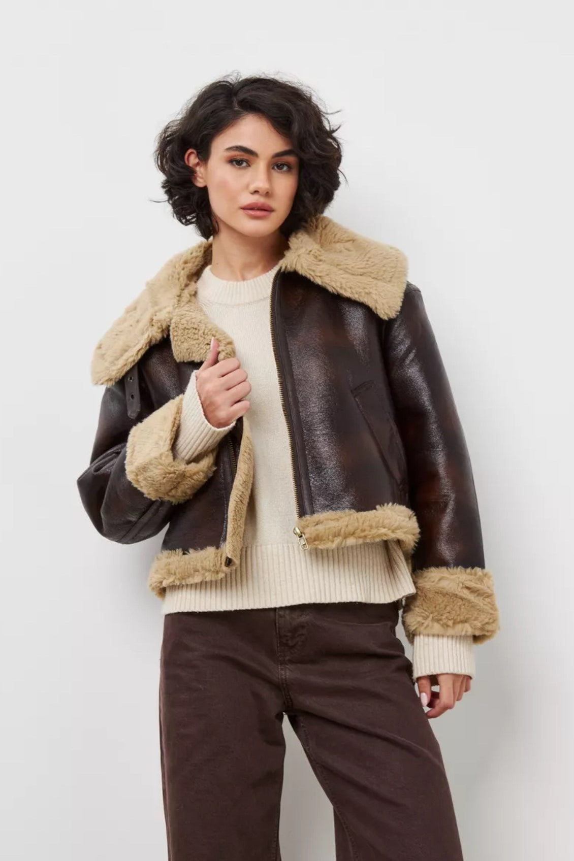 Faux Fur Collared Short Coat