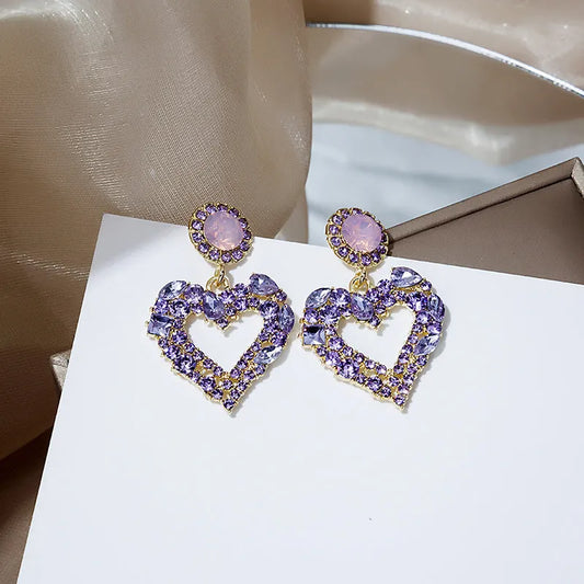 Romantic Purple Heart Earrings