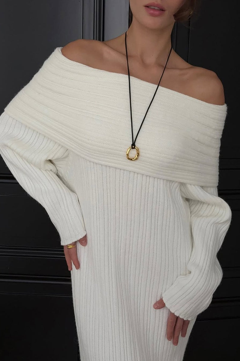 Minimalist Off Shoulder Bodycon Knit Maxi Dress
