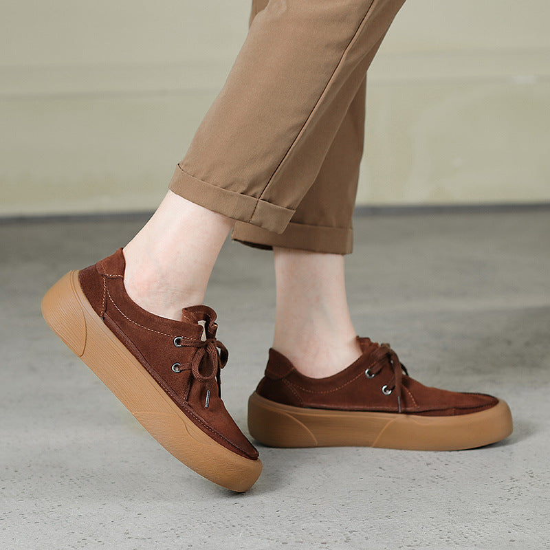 Autumn Retro Leather Flat Shoes