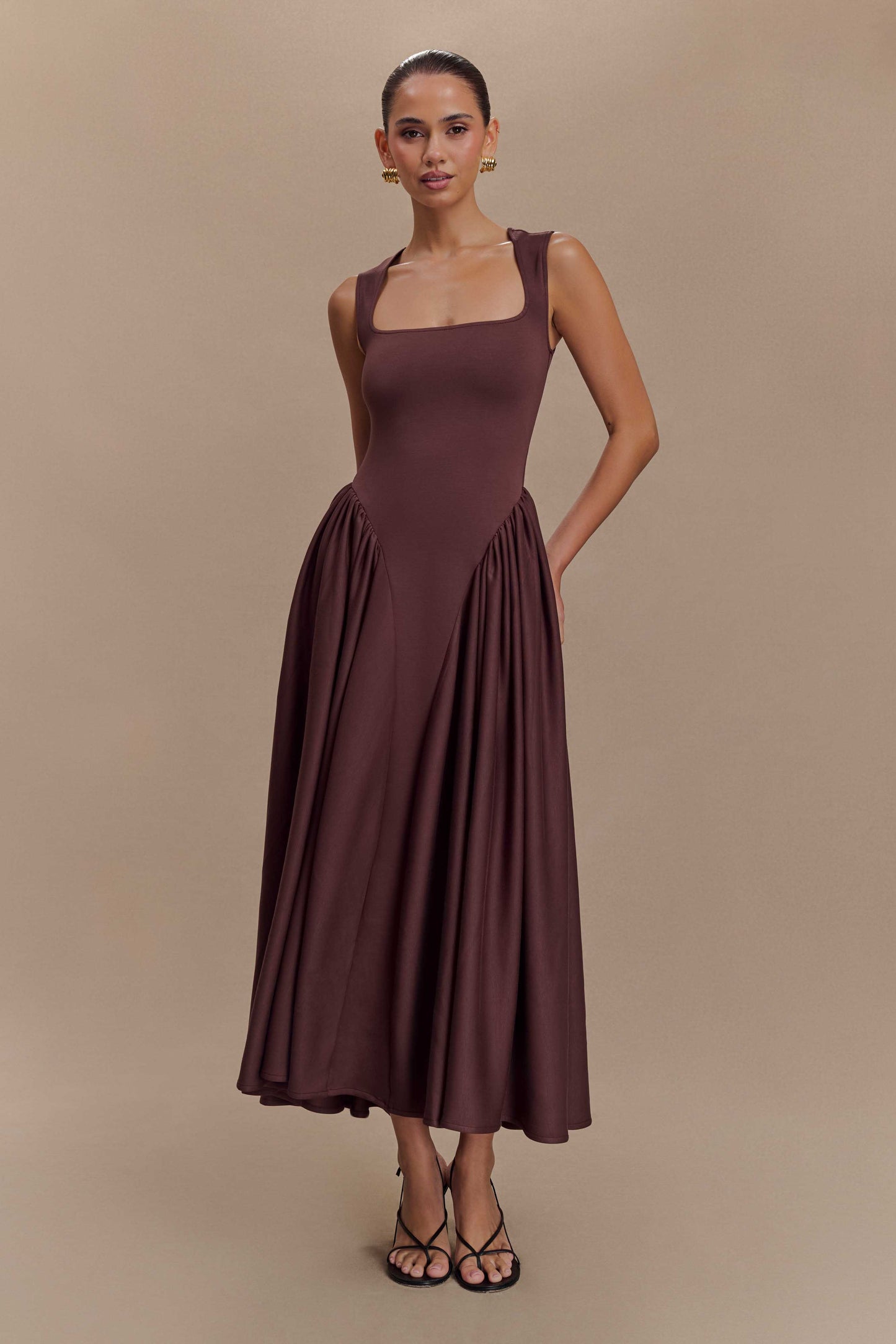 Sharissa — Midi Dress With Sculpted Straps and Comfortable Fit